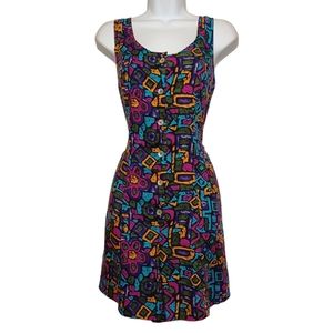 NEW GABRIELLA Colorful Purple Blue Button Front Sleeveless Romper 9/10